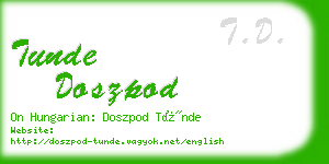 tunde doszpod business card